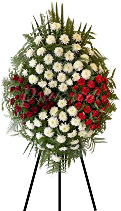 Wreath with chrysanthemums and Netherlands roses Wreath with chrysanthemums and Netherlands roses