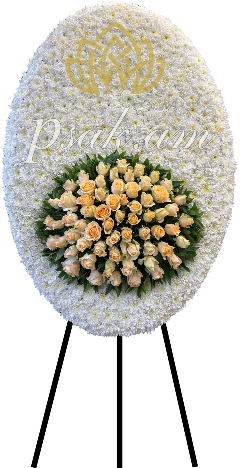 Օվալաձև Ծաղկեպսակ Քրիզանտեմաներով