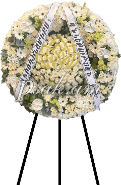 Սպիտակ պսակ Միքսա ծաղիկներով