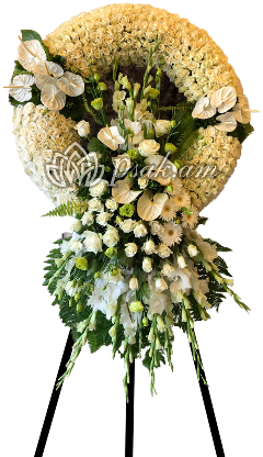 Սպիտակ վարդերով և անթորիումներով ծաղկեպսա