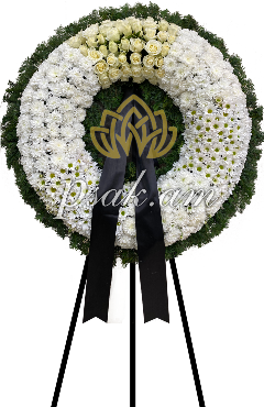 White Floral Wreath with Chrysanthemums